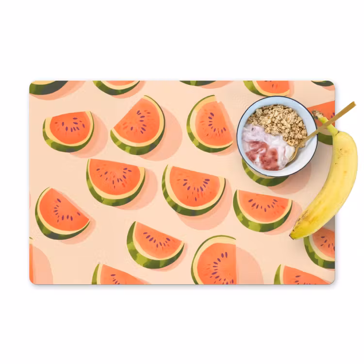 Tischset - Wassermelone - Scheiben - Kerne - Rot - 6 Stück — 1