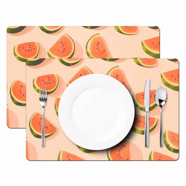 Tischset - Wassermelone - Scheiben - Kerne - Rot - 6 Stück — 2