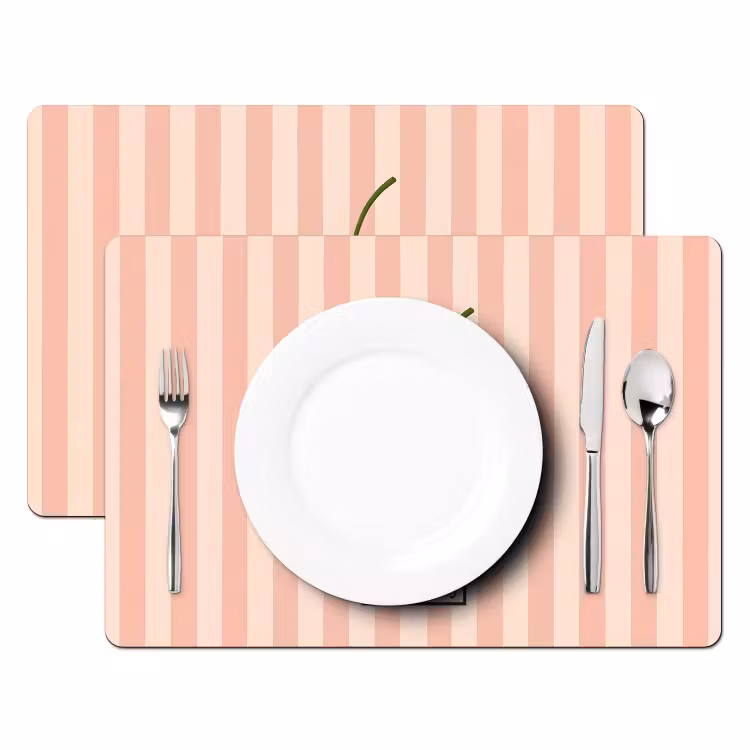 Tischset - Erdbeere - Streifen - Minimalistisch - Rot - 6 Stück — 2