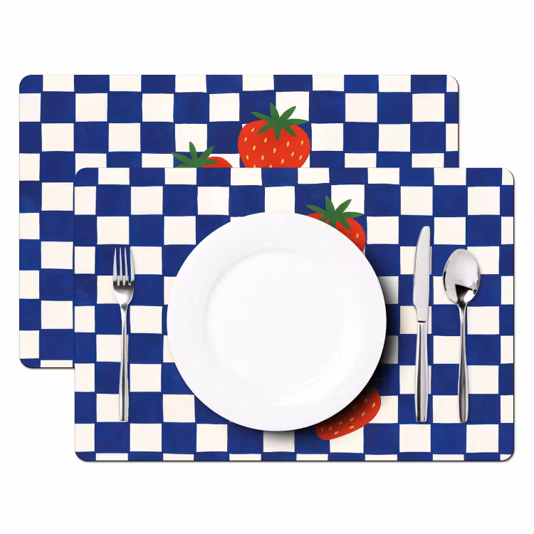 Tischset - Blockiert - Blau - Erdbeere - 6 Stück — 2