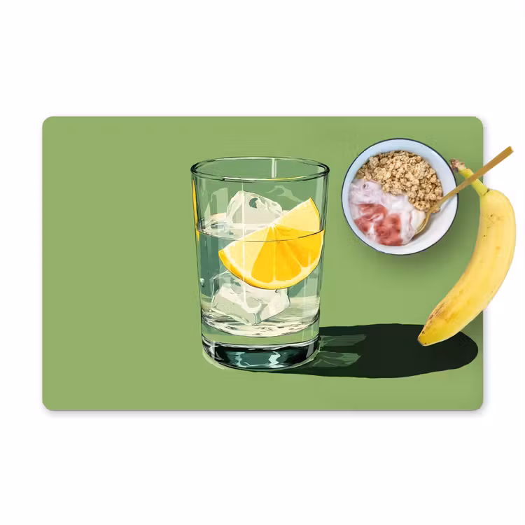 Tischset - Glas - Zitrone - Eiswürfel - Grün - 6 Stück — 1