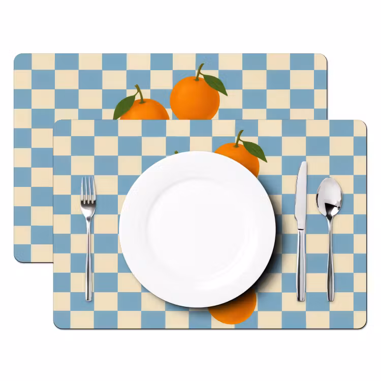 Tischset - Orangen - Blätter - Blockiert - Blau - 6 Stück — 2