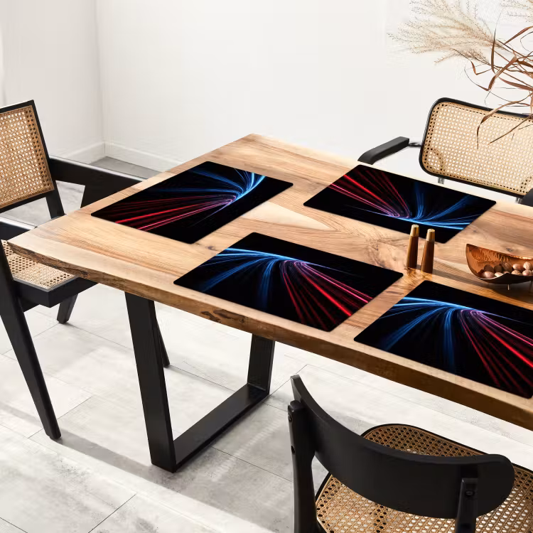 Tischset - Streifen - Gebogen - Blau - 6 Stück — 4