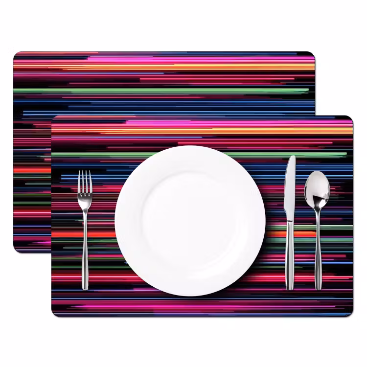 Tischset - Abstrakt - Linien - Horizontal - Farbenfroh - 6 Stück — 2