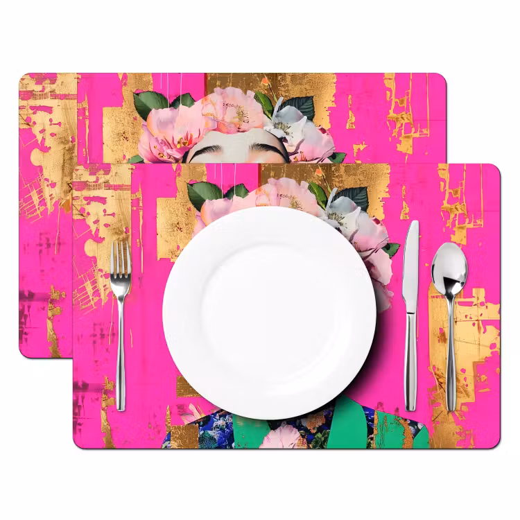 Tischset - Blumenkrone - Gold - Frau - Porträt — 2