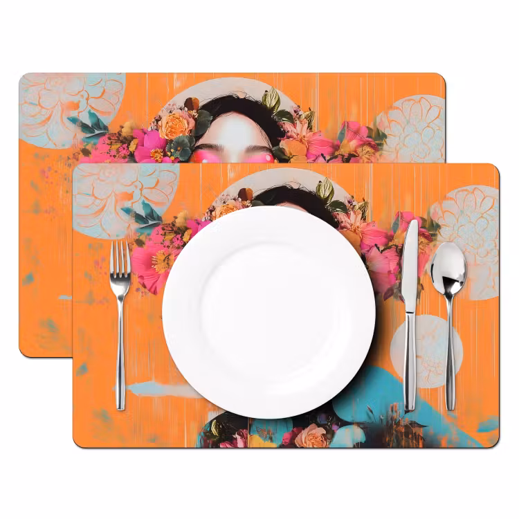 Tischset - Porträt - Frau - Abstrakt - Blumen — 2