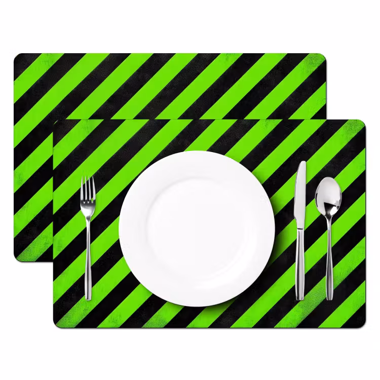 Tischset - Streifen - Schräg - Grün - 6 Stück — 2
