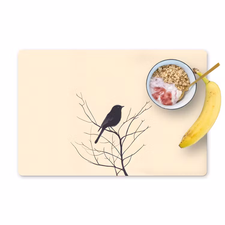 Tischset - Vogel - Schwarz - Zweig - Minimalistisch - 6 Stück — 1