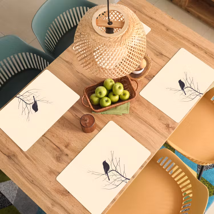Tischset - Vogel - Schwarz - Zweig - Minimalistisch - 6 Stück — 3