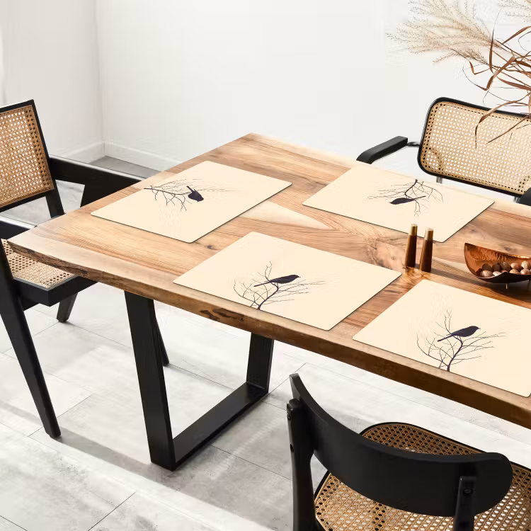 Tischset - Vogel - Schwarz - Zweig - Minimalistisch - 6 Stück — 4