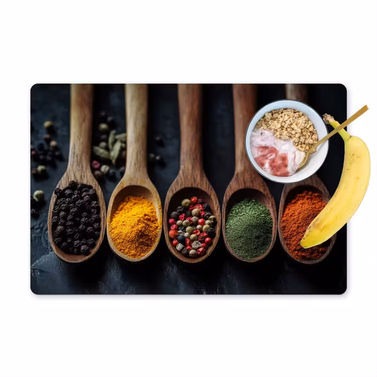 Tischset - Holz - Löffel - Gewürze - Kräuter — 1