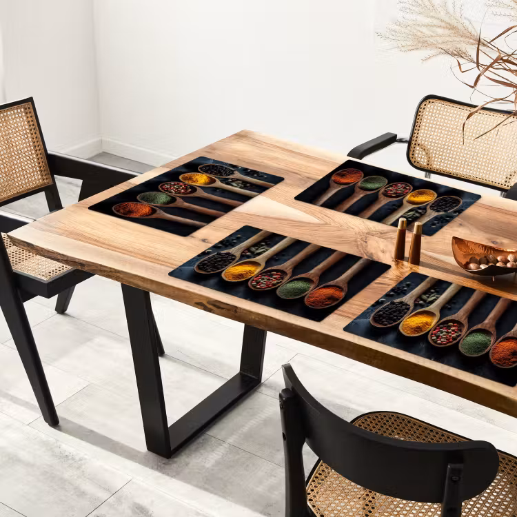 Tischset - Holz - Löffel - Gewürze - Kräuter — 4