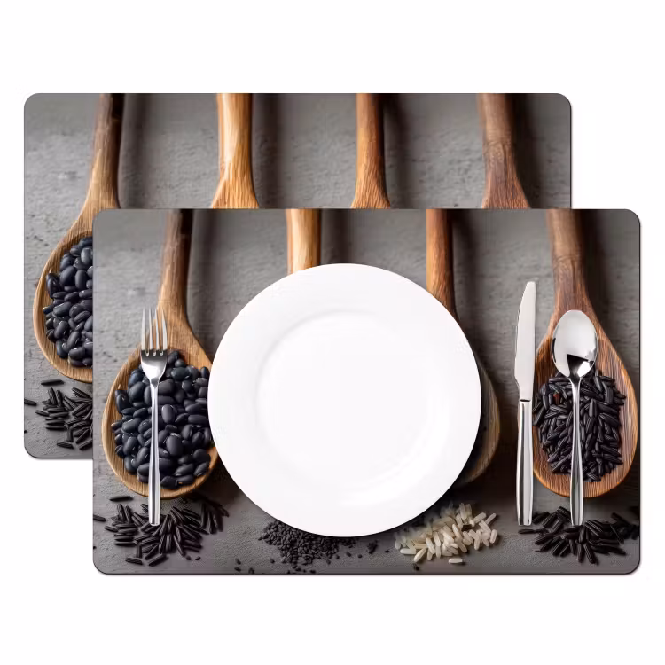 Tischset - Holz - Löffel - Reis - Saatgut — 2