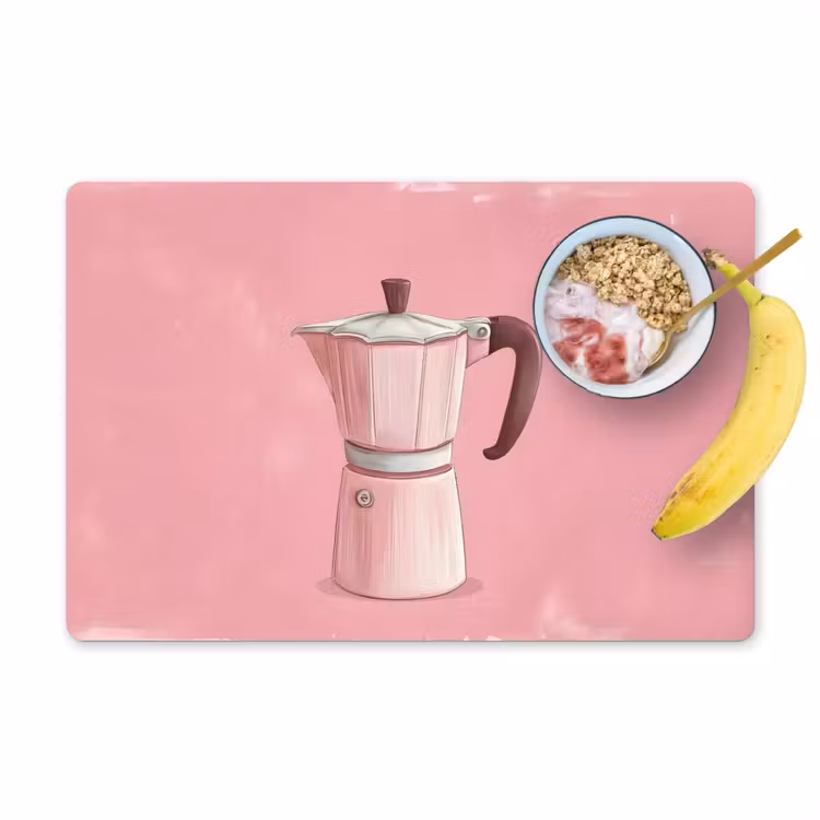 Tischset - Rosa - Becher Kanne - Illustration - Kaffee — 1