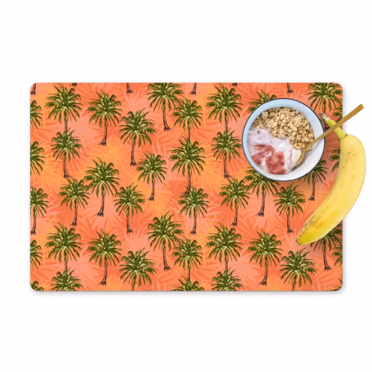 Tischset - Nostalgisch - Küste - Meer - Palmen - Orange - Gelb — 1