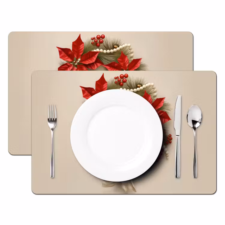 Tischset - Türkranz - Schleife - Weihnachten - Rot - Grün — 2