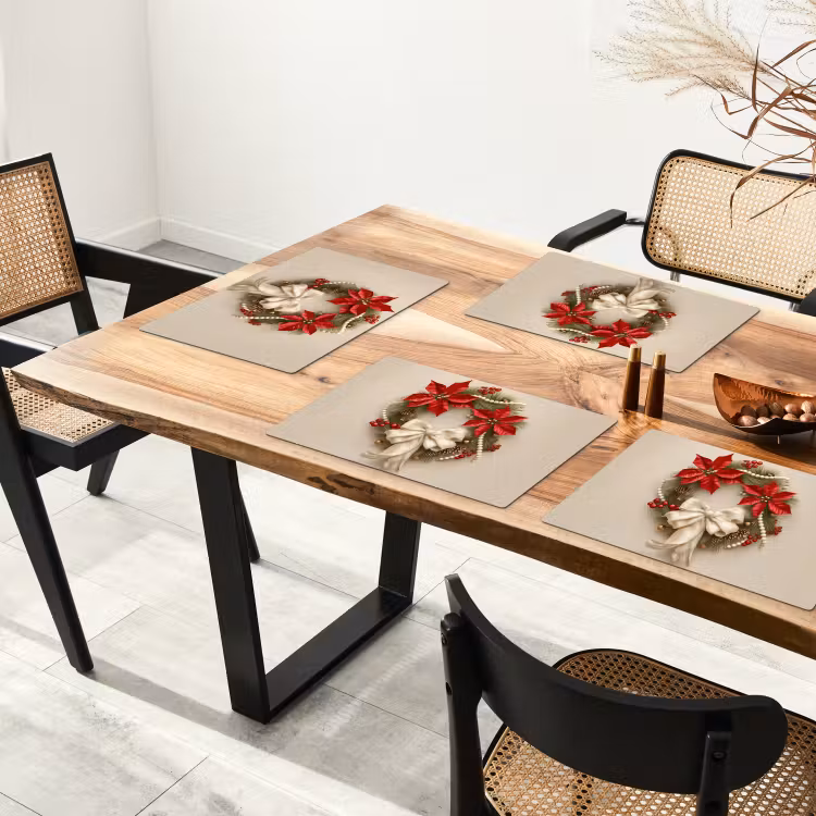 Tischset - Türkranz - Schleife - Weihnachten - Rot - Grün — 4