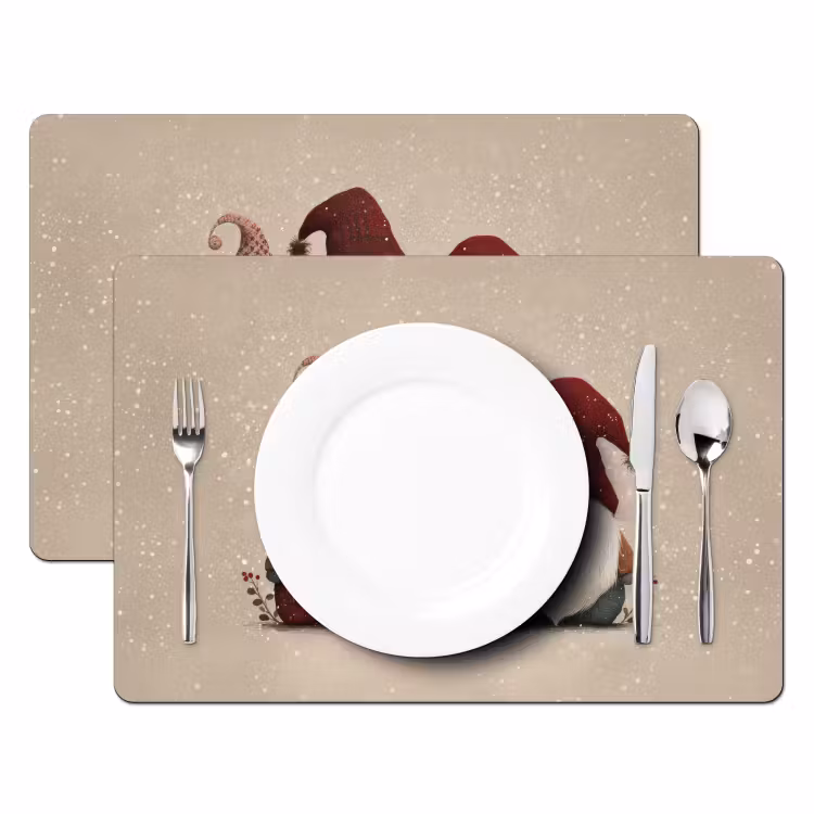 Tischset - 6 Stück - Wichtel - Weihnachten - Schnee - Zipfelmützen - 6 Stück — 2