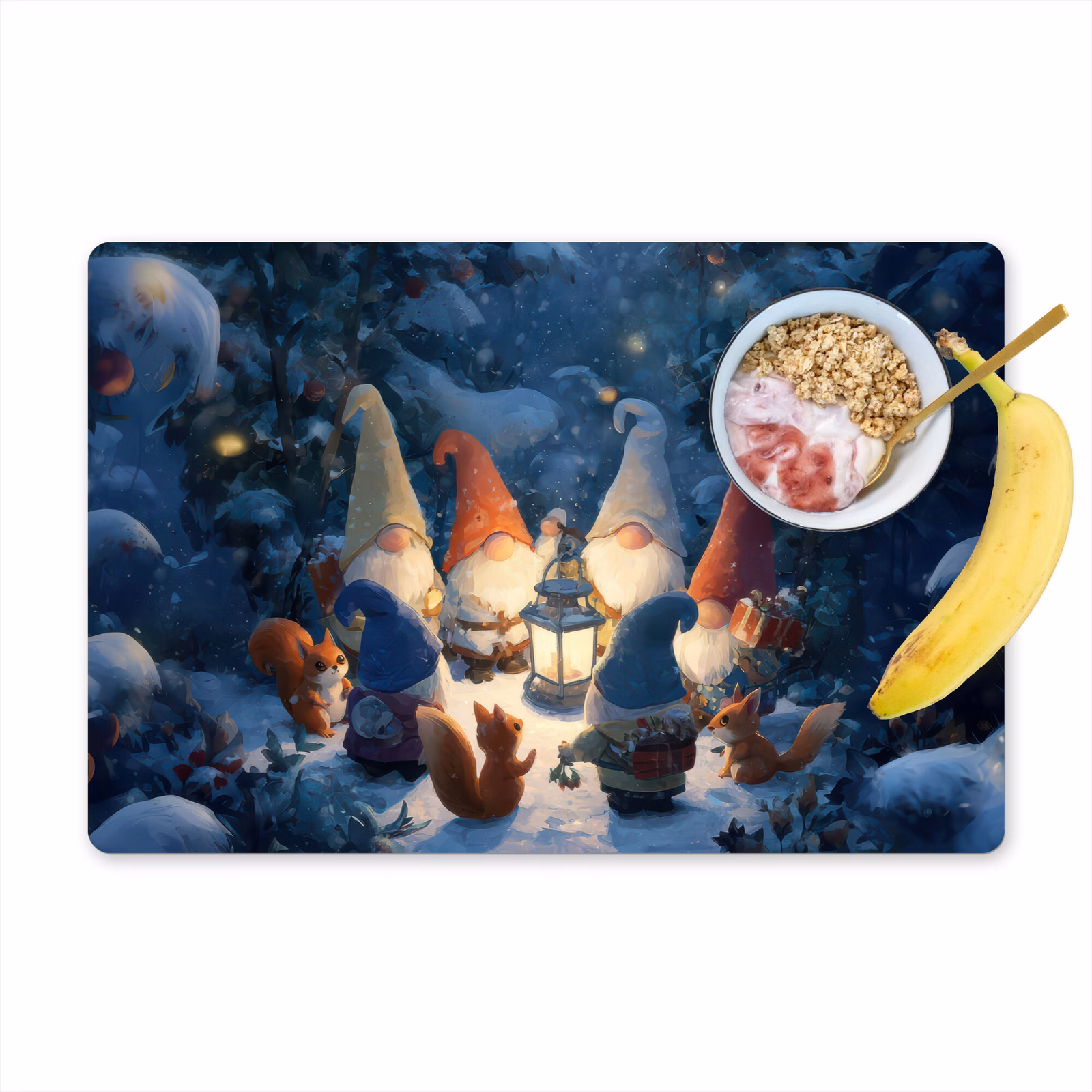 Tischset - Winter - Zwerge - Eichhörnchen - Mehrfarbig — 1