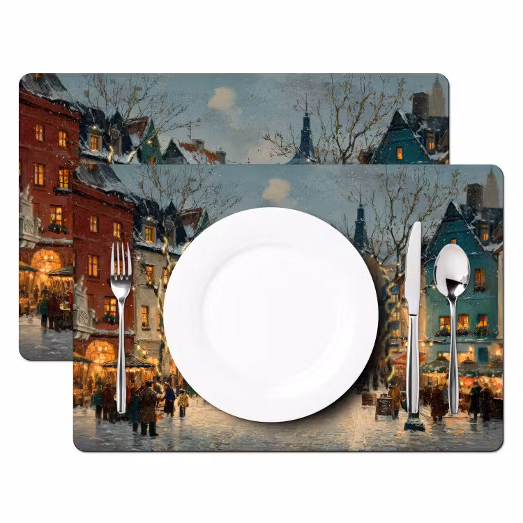 Tischset - Weihnachtliche Atmosphäre - City Square - Farbenfroh — 2