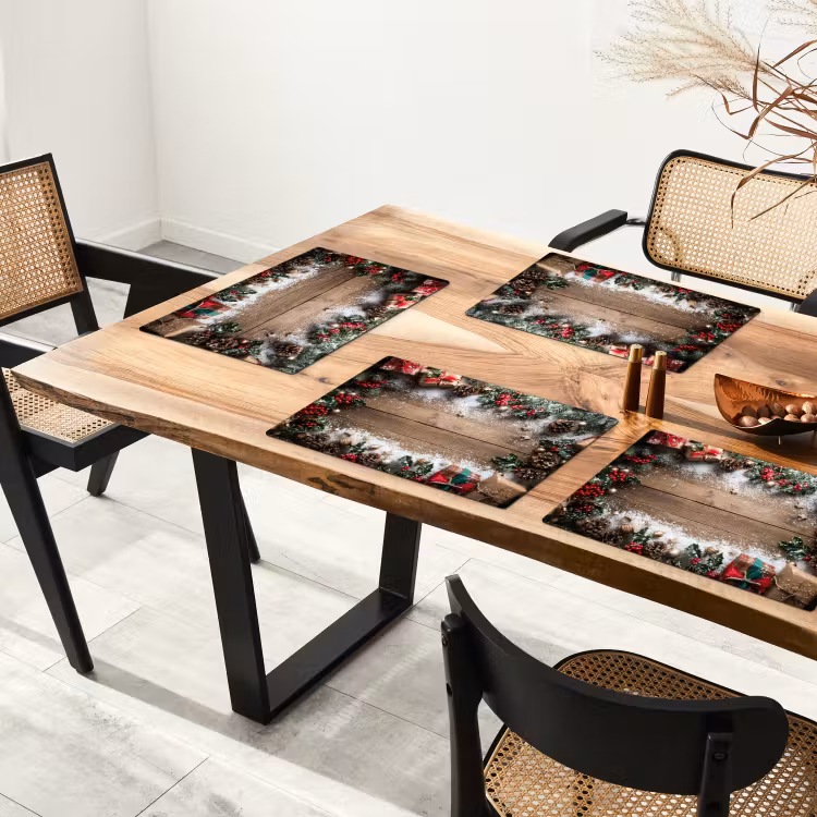 Tischset - Weihnachtsdekoration - Geschenke - Holz - Mehrfarbig — 4