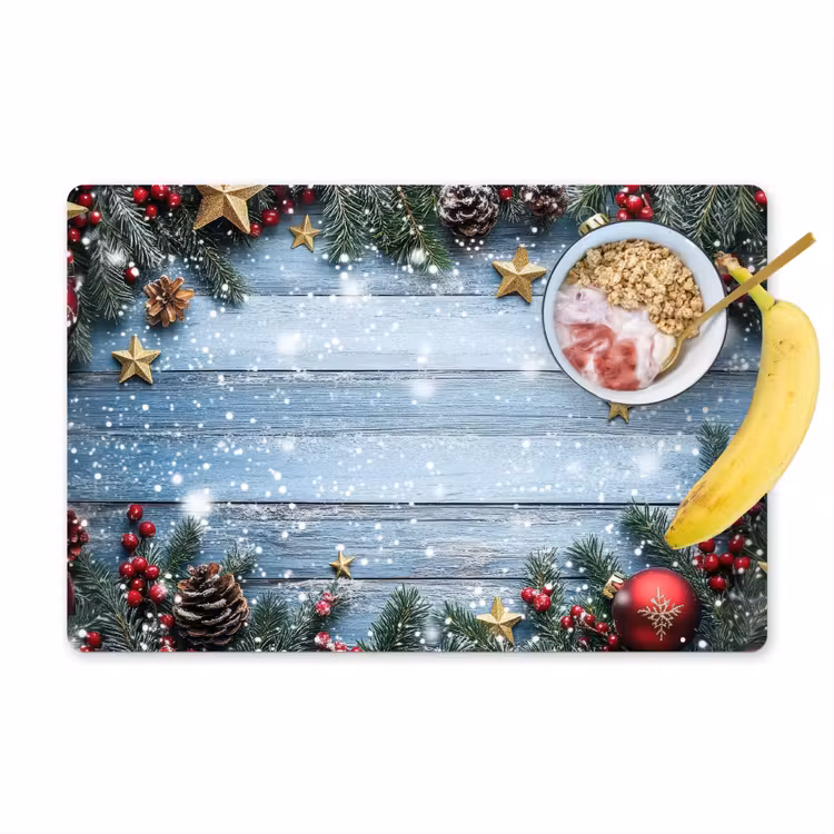 Tischset - Weihnachtsrahmen - Schnee - Mehrfarbig — 1