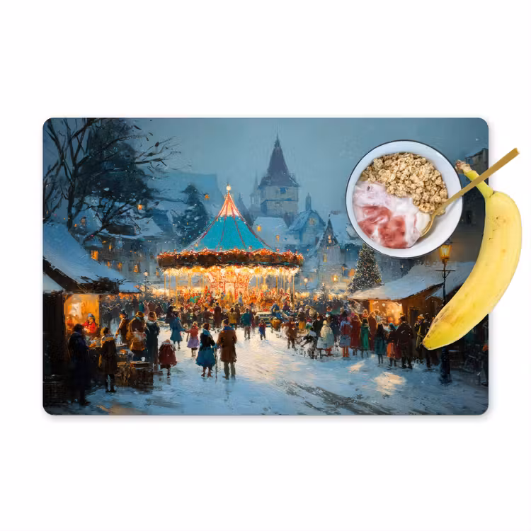 Tischset - Wintermarkt - Dorf - Farbenfroh — 1