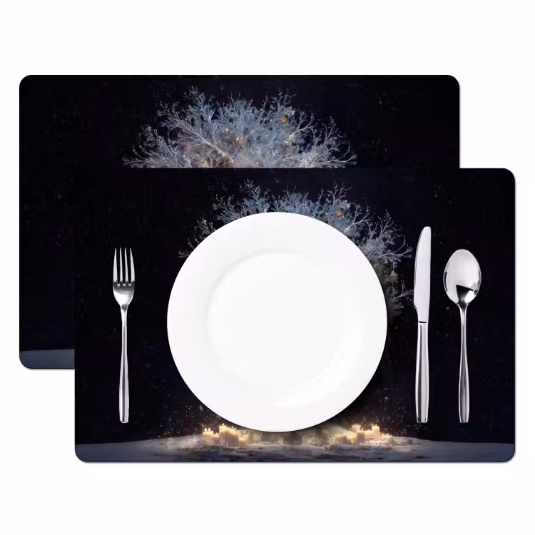 Tischset - Schneebaum - Lichter - Weiß - Farbenfroh — 2