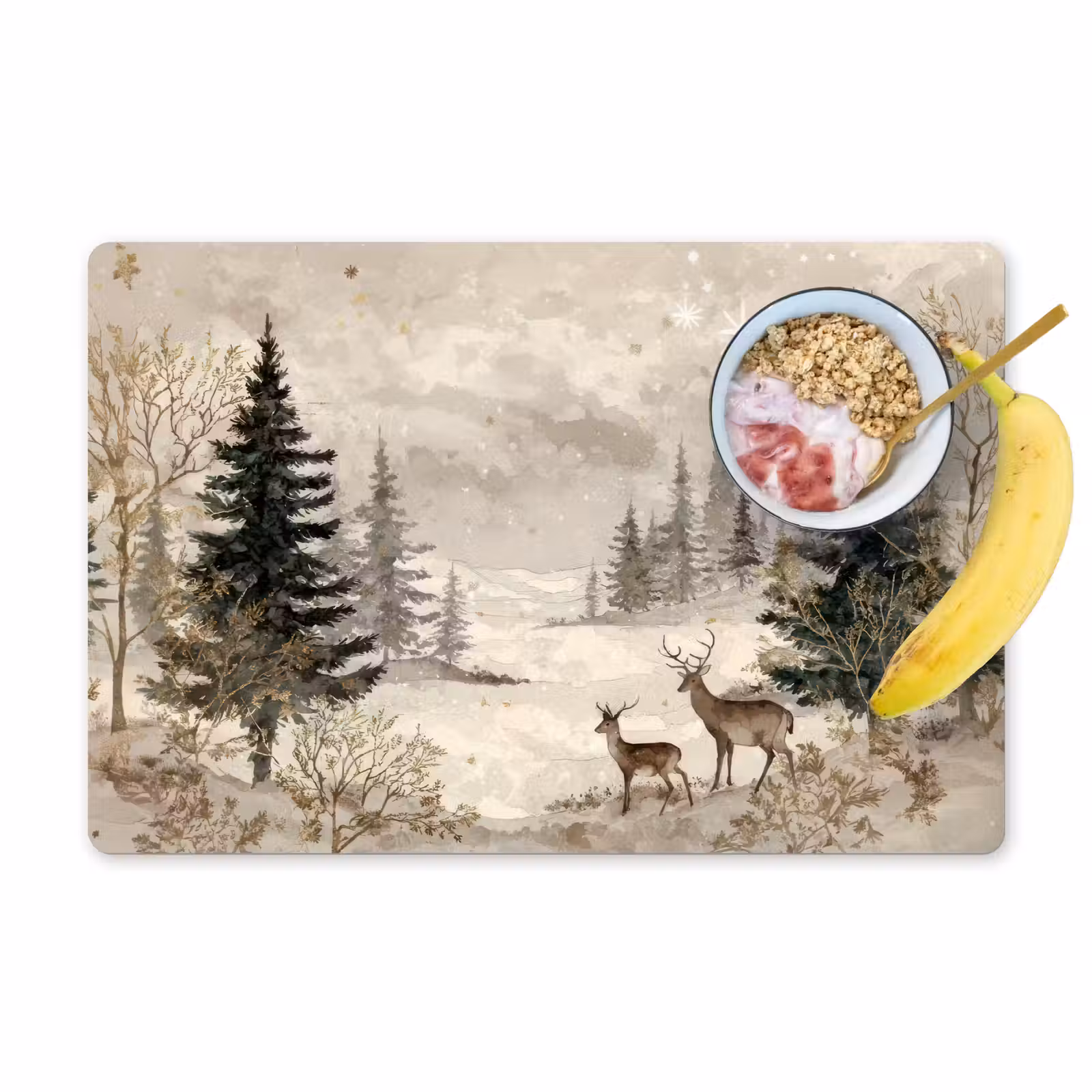 Tischset - Wald - Hirsche - Winter - Schnee — 1