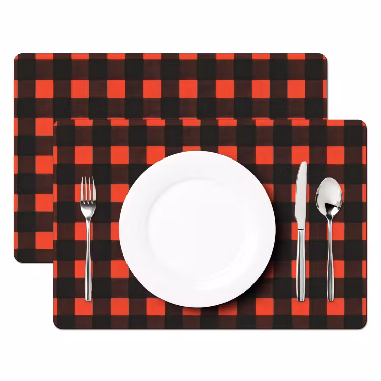 Tischset - Kariert - Rot - Text - Weihnachten — 2