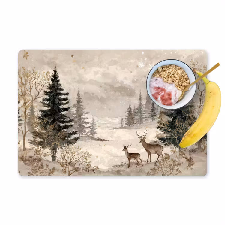 Tischset - Wald - Hirsche - Winter - Schnee — 1