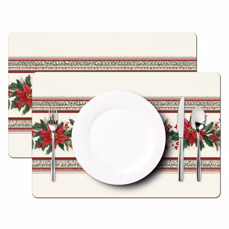 Tischset - Weihnachtsstreifen - Weihnachtsstern - Rot - Grün — 2