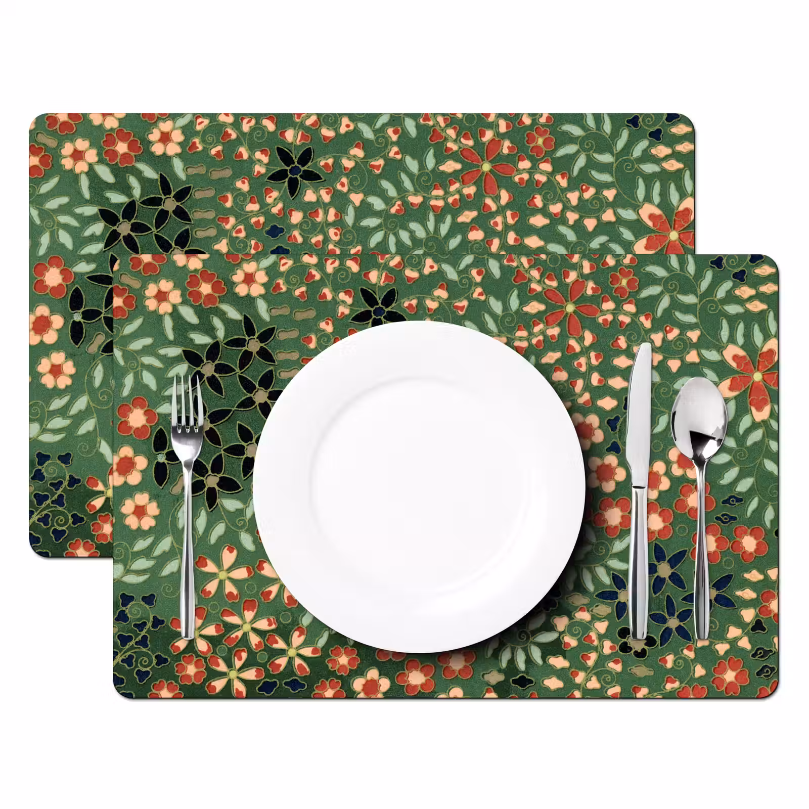 Tischset - Blumen - Grün - Weihnachten - Rot - Feiertage — 1