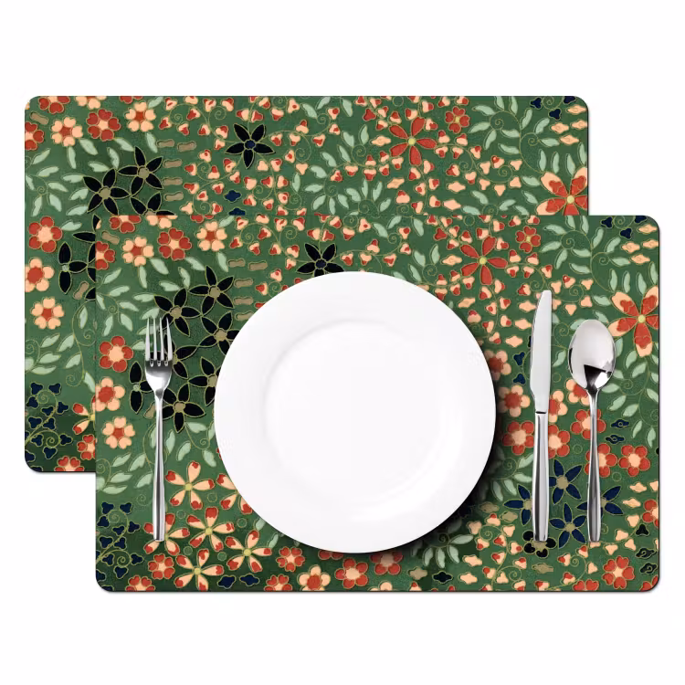 Tischset - Blumen - Grün - Weihnachten - Rot - Feiertage — 1