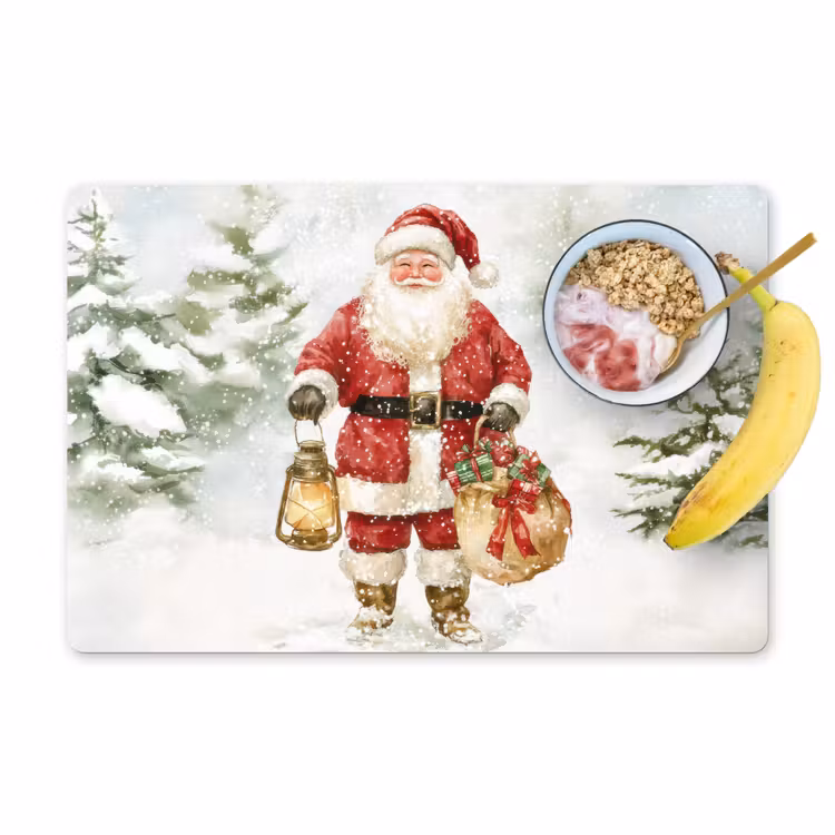 Tischset - Weihnachtsmann - Winter - Schnee - Weiß - Rot — 1
