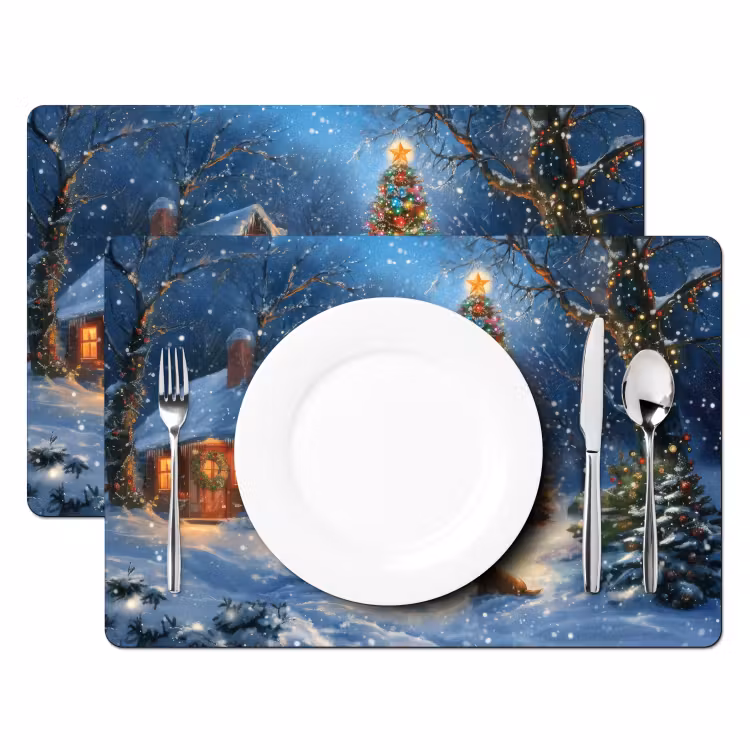 Tischset - Weihnachtswunder - Winterabend - Farbenfroh — 2