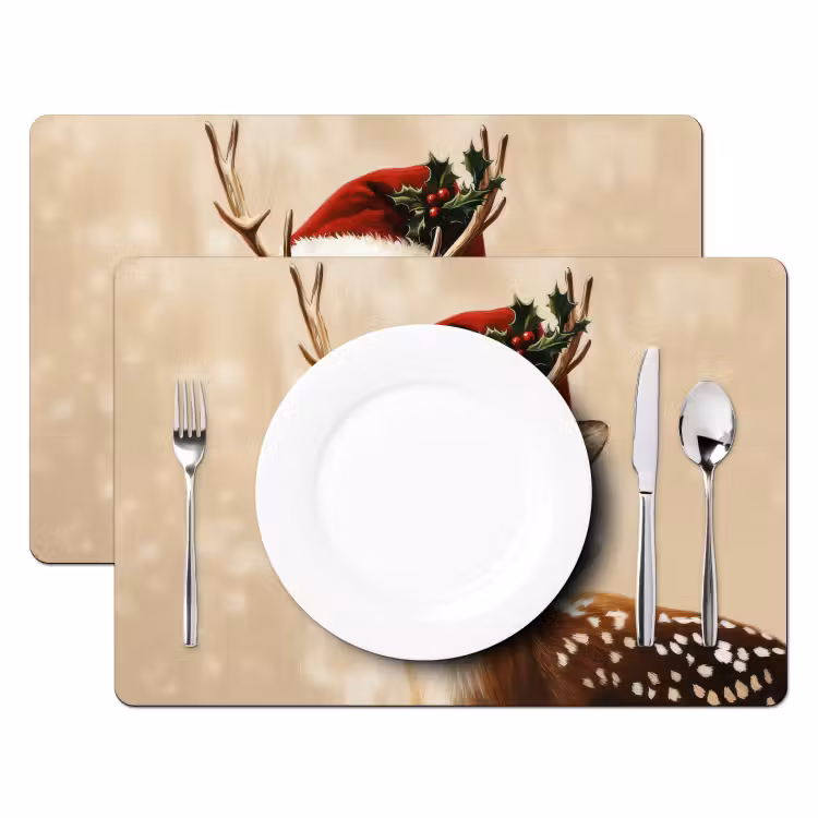 Tischset - Weihnachten - Hirsch - Geweih - Rot — 2