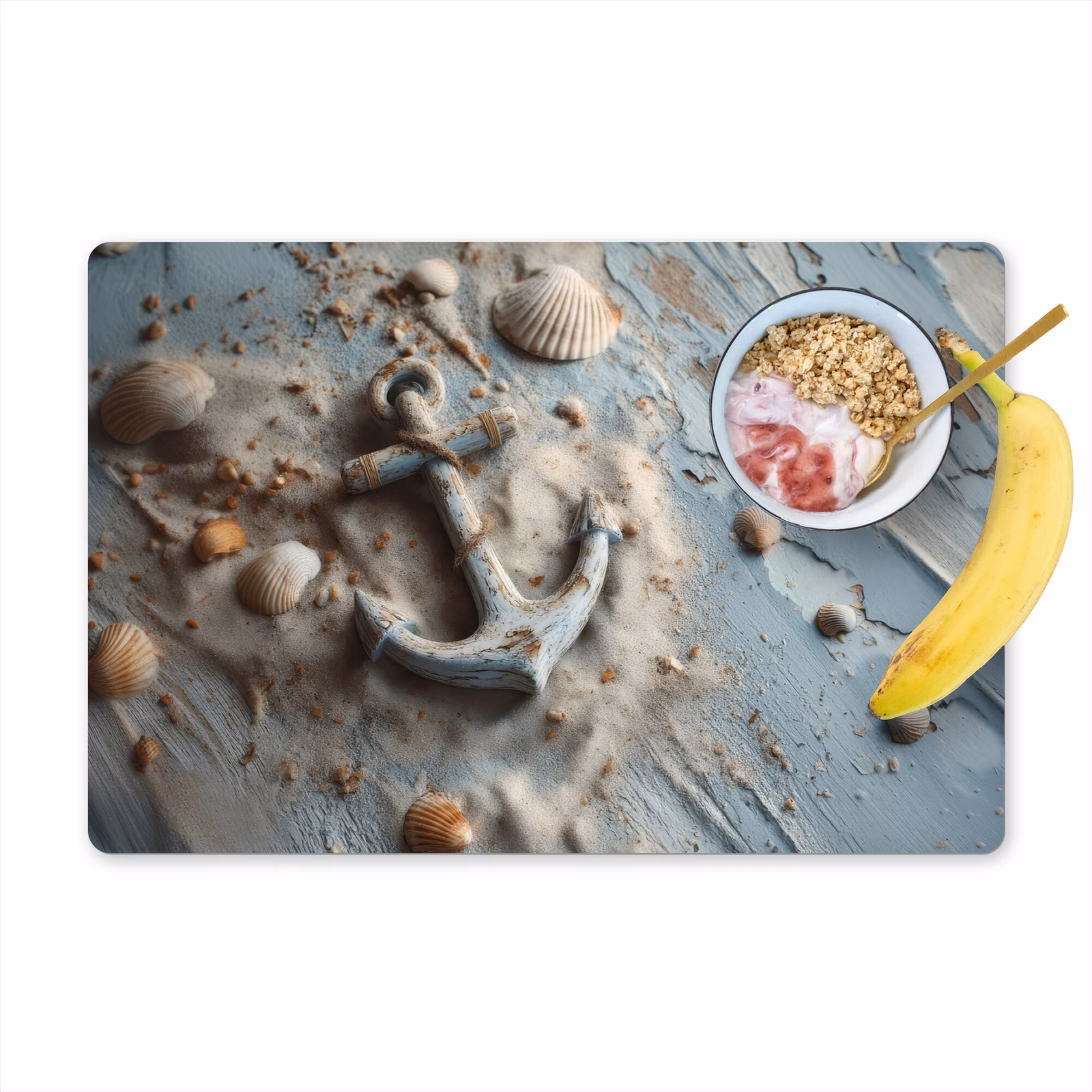 Tischset - Anker - Holz - Muscheln - Sand — 1