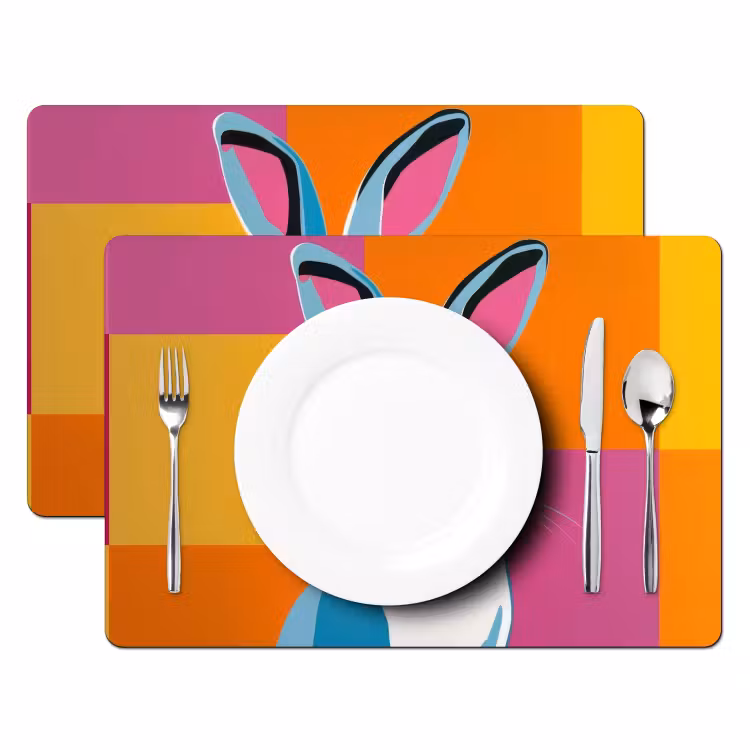 Tischset - Hase - Farbtaschen - Ohren - Rosa — 2