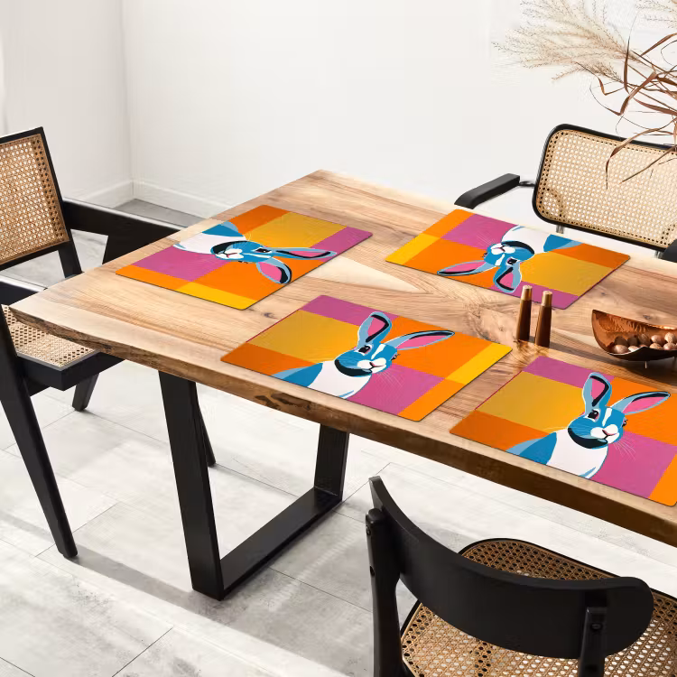 Tischset - Hase - Farbtaschen - Ohren - Rosa — 4