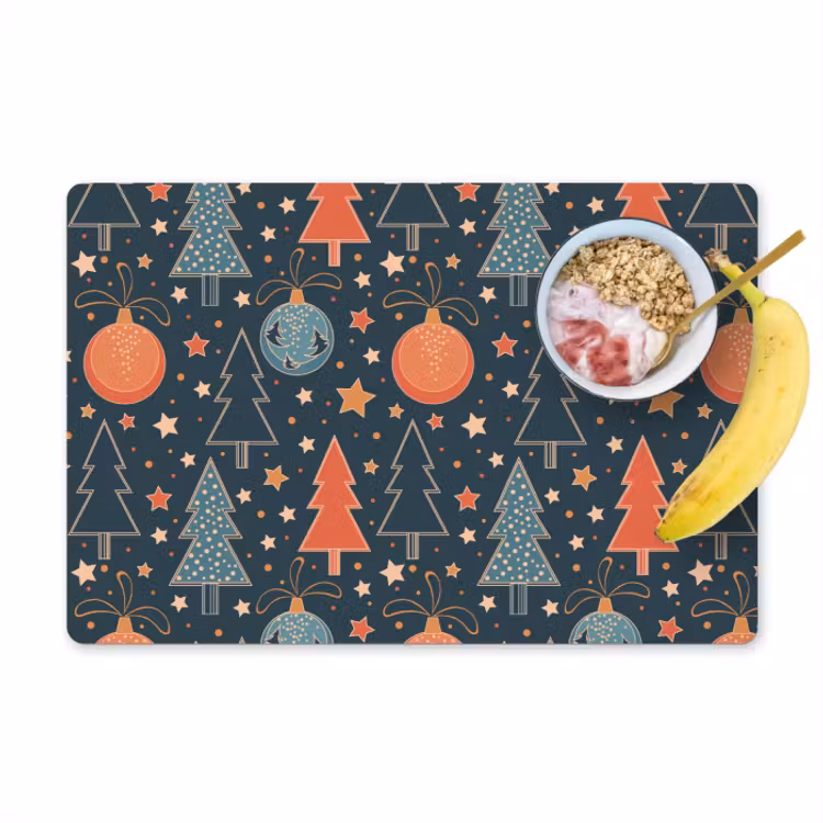 Tischset - Illustration - Weihnachten - Symbole - Blau — 1