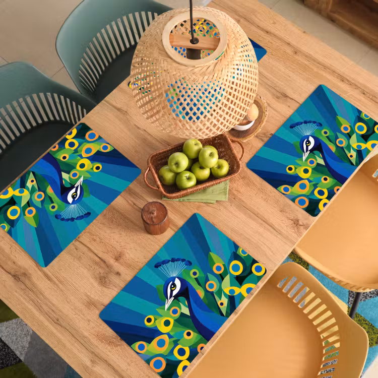 Tischset - Pfau - Kreise - Blau — 3