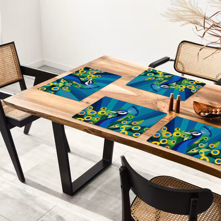 Tischset - Pfau - Kreise - Blau — 4