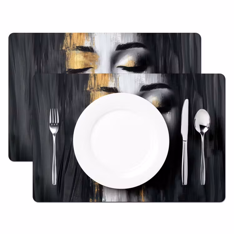 Tischset - Gesicht - Frau - Pinselstriche - Abstrakt — 2