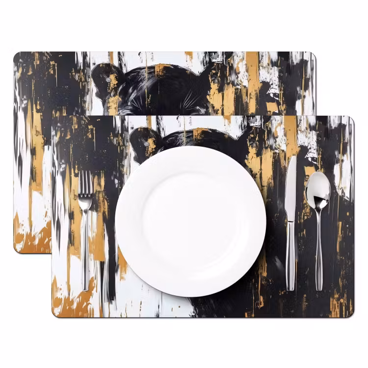 Tischset - Panther - Schwarz - Abstrakt - Pinselstriche — 2