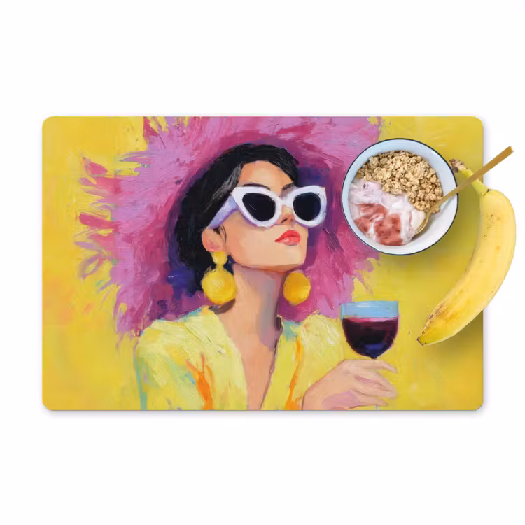 Tischset - Frau - Hut - Lila - Wein — 1