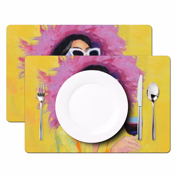 Tischset - Frau - Hut - Lila - Wein — 2