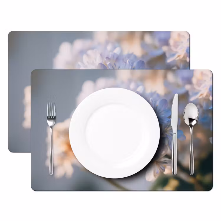 Tischset - Blumen - Hellblau - Unscharf - Büschel — 2