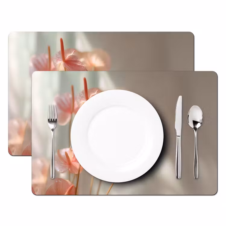 Tischset - Blumen - Stiele - Rosa - Schatten — 2