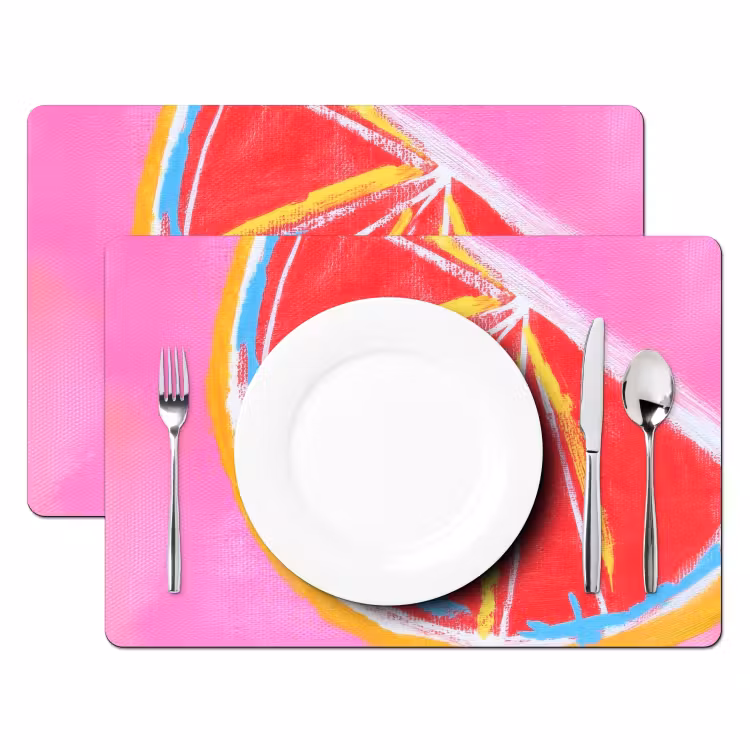 Tischset - Grapefruit - Gemalt - Rosa - Streifen — 2